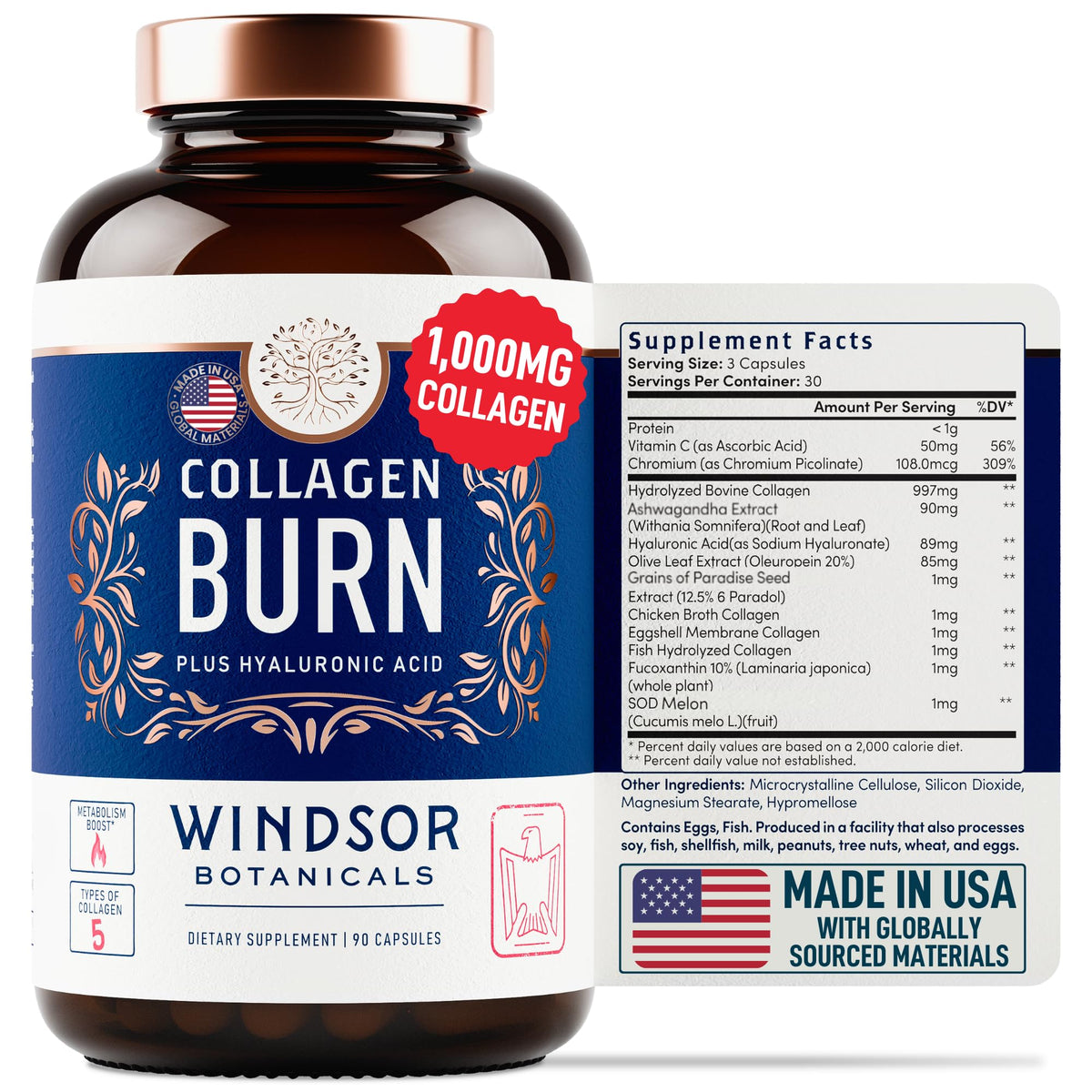 Bottle of Thermogenic Multi Collagen Burn Capsules