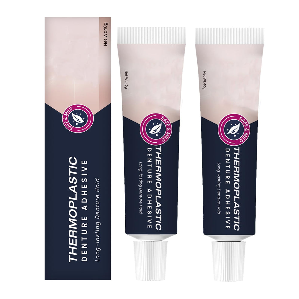 Two-pack thermoplastic denture adhesive tubes