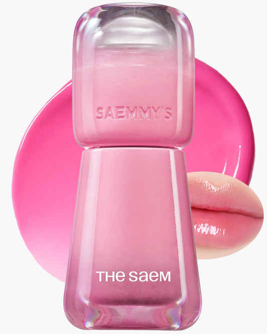 THESAEM Ade Shot Tint bottle close-up showing vibrant color and hydrating shine.