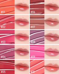 Tint enriched with camellia seed oil and honey for hydrating shine.
