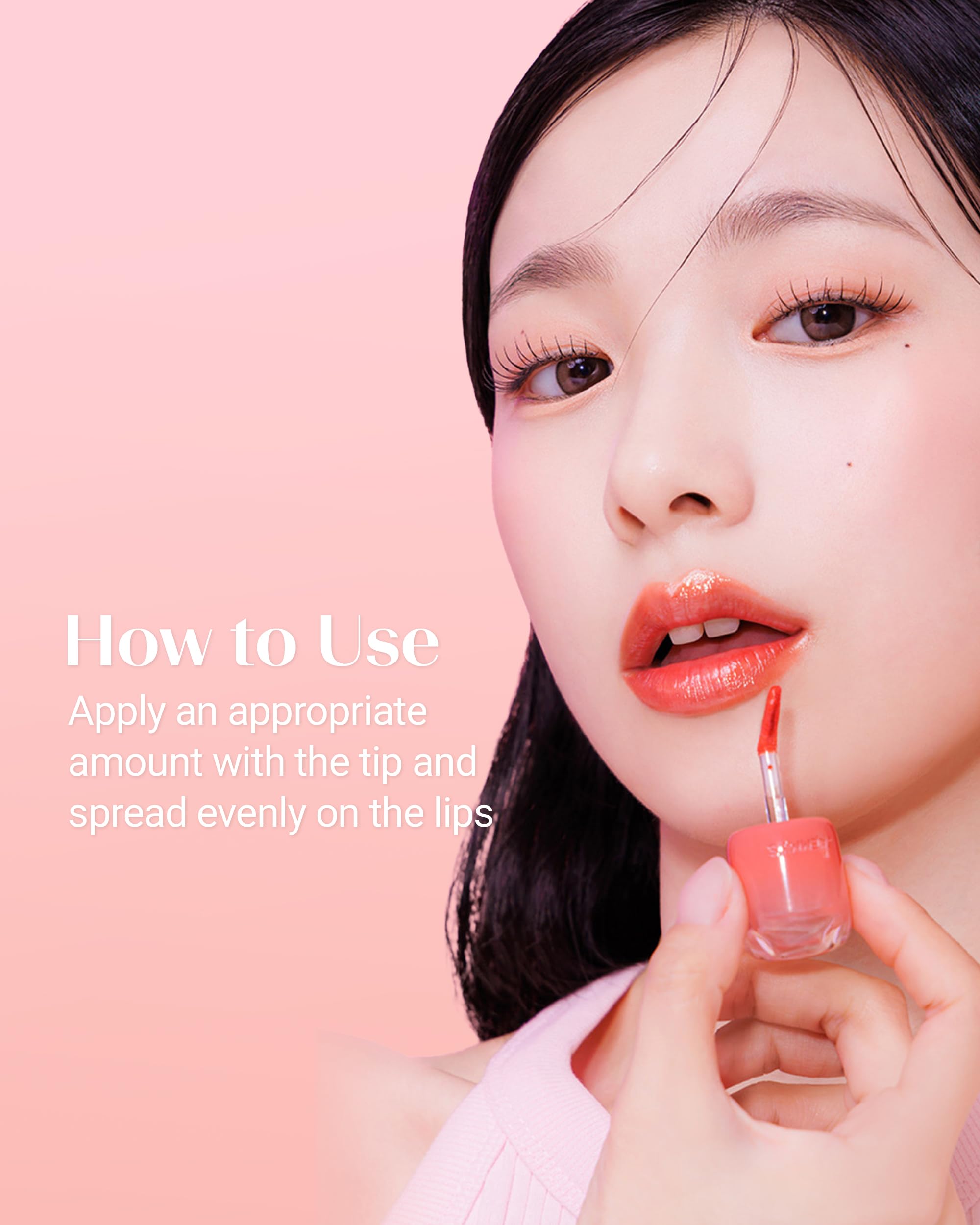 THESAEM Saemmy's Ade Shot Tint Peach Oolong Soft Pink shade on lips