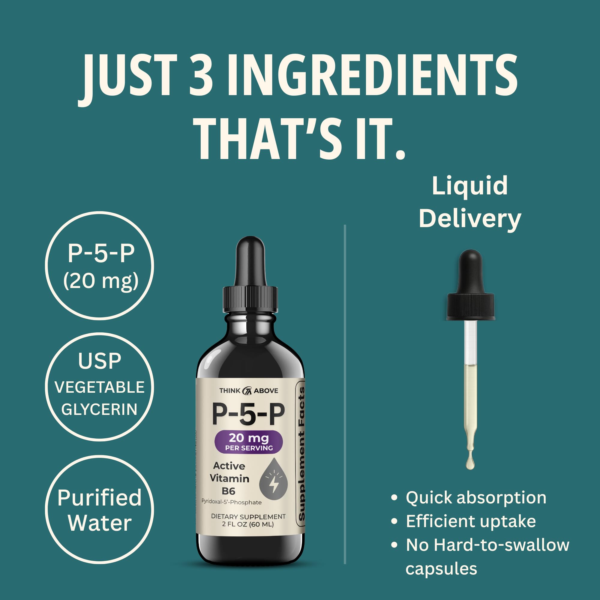 Close-up of activated B6 (P5P) liquid ingredients: glycerin and water
