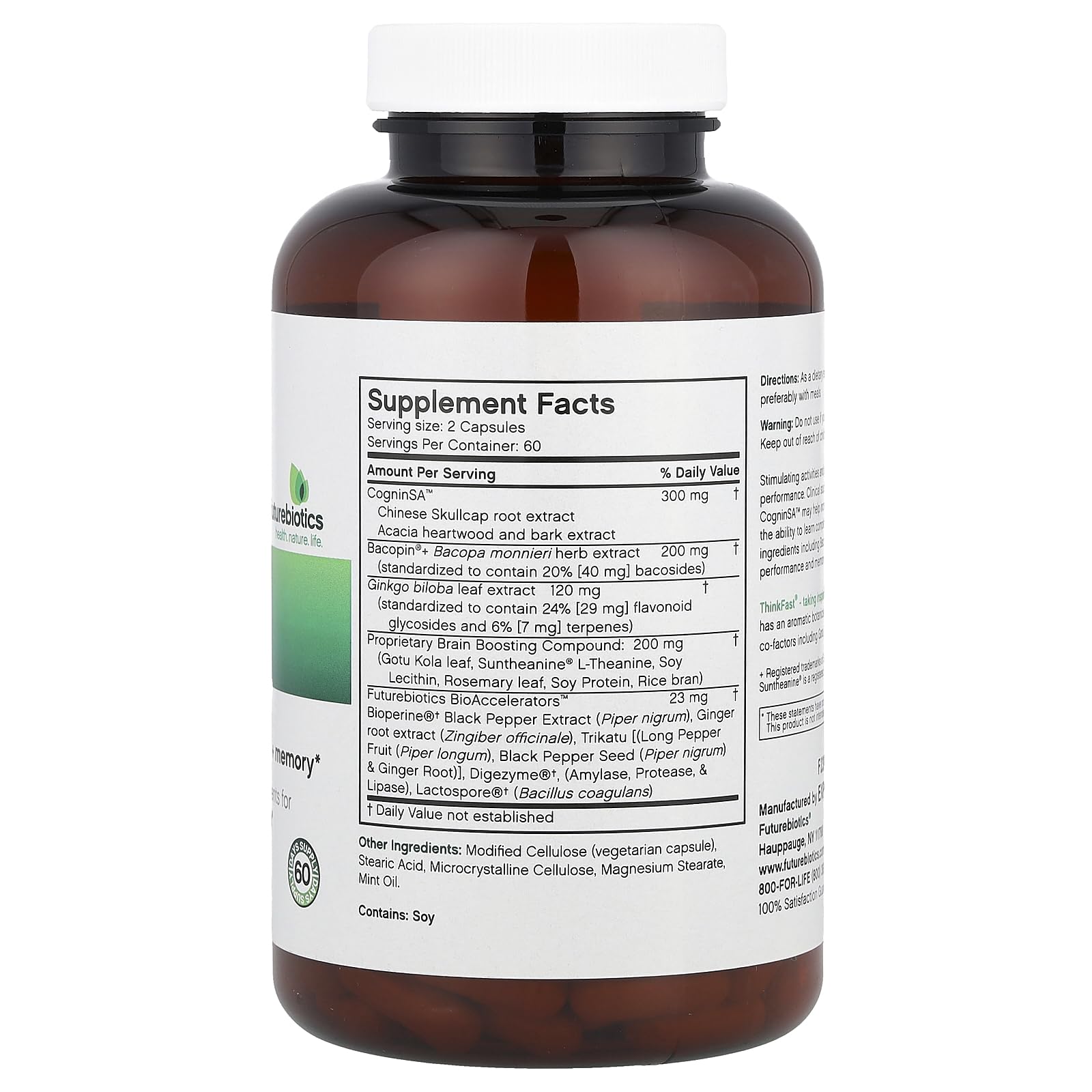 Three vegetarian capsules from ThinkFast brain health supplement