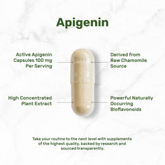 Third-party lab test badge on apigenin chamomile supplement label