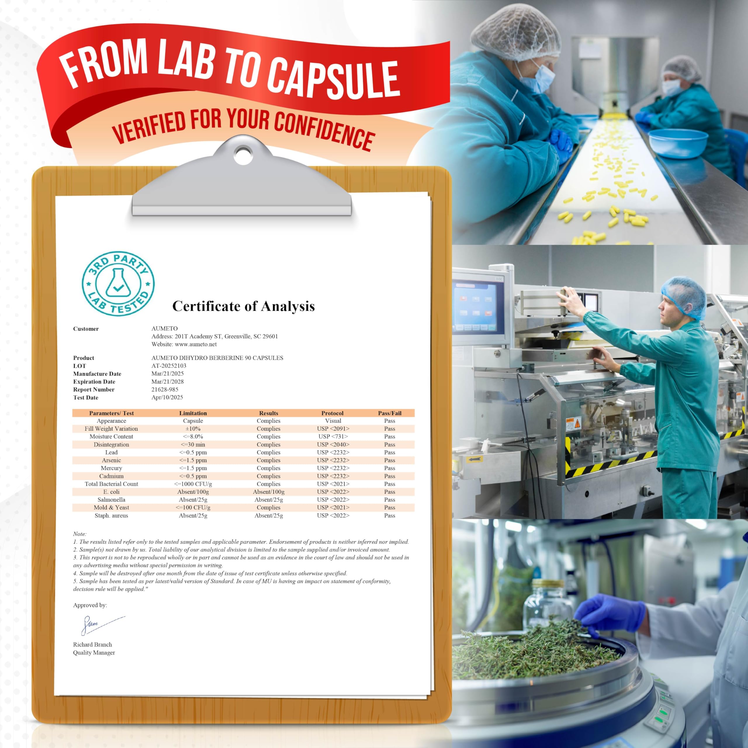 Third-party lab testing seal