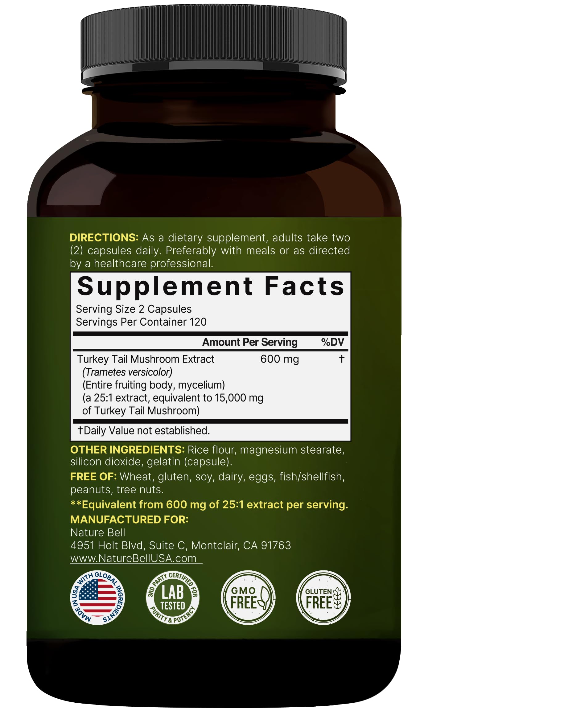 Third-party lab testing seal on supplement bottle