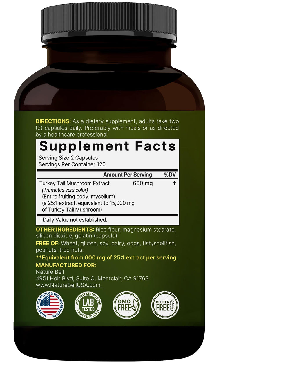 Third-party lab testing seal on supplement bottle