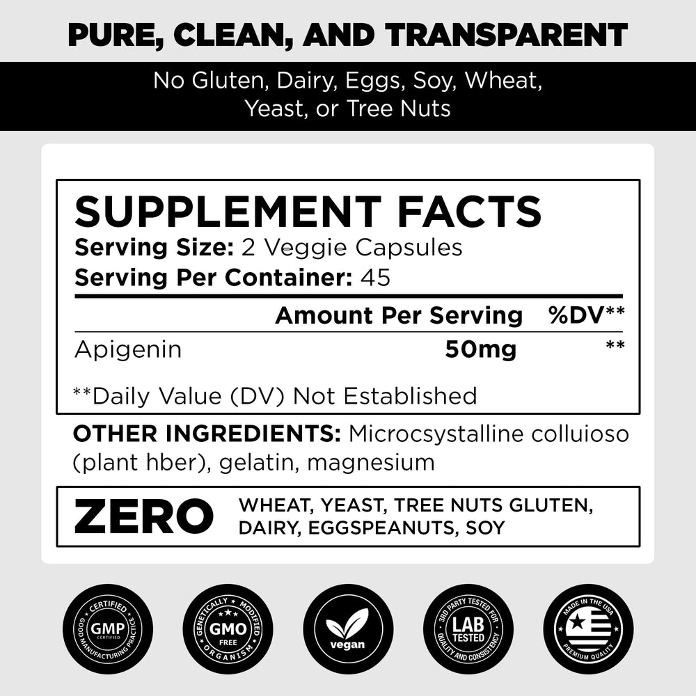 Pure Vitamins Ultra Apigenin 50mg – 90 Capsules | Sleep, Stress & Brai ...