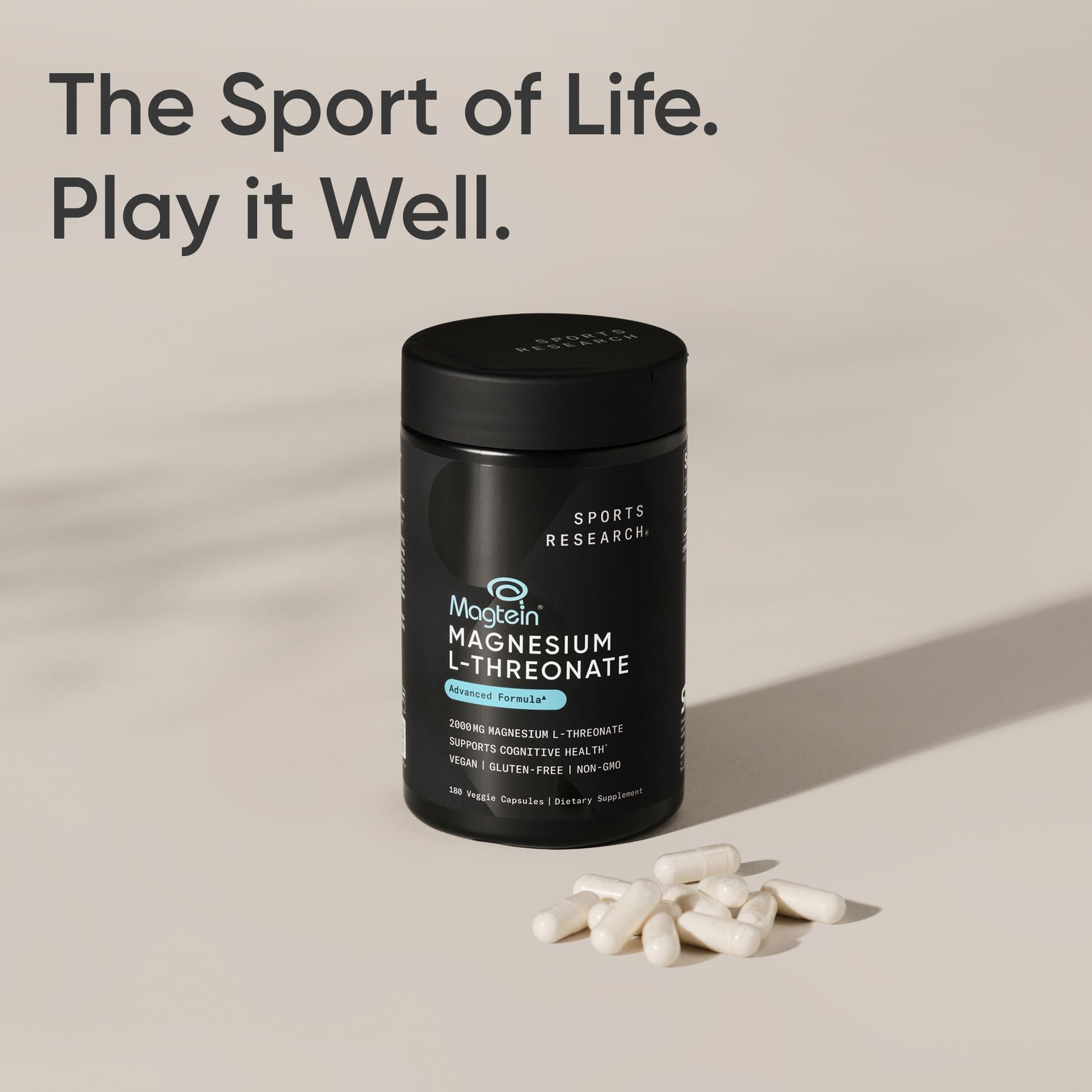 One-month supply of magnesium L-threonate capsules