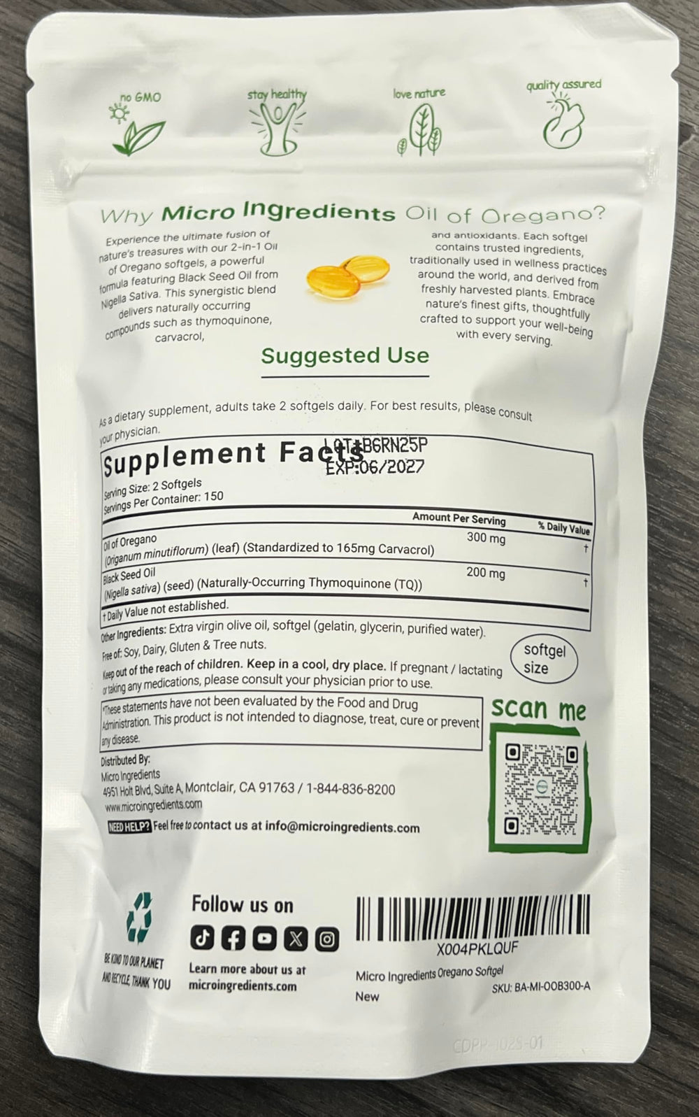 Third-party lab test seal on product packaging