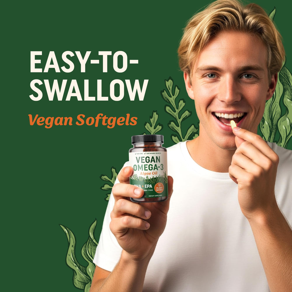 Product image showing third-party tested vegan algae oil