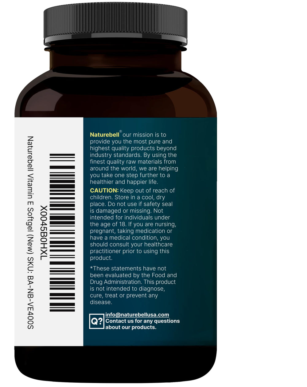 Third-party tested NatureBell Vitamin E supplement packaging