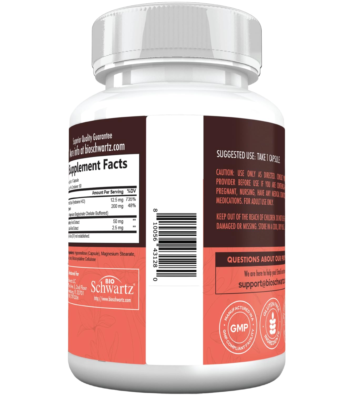 Third-party testing badge on magnesium supplement bottle