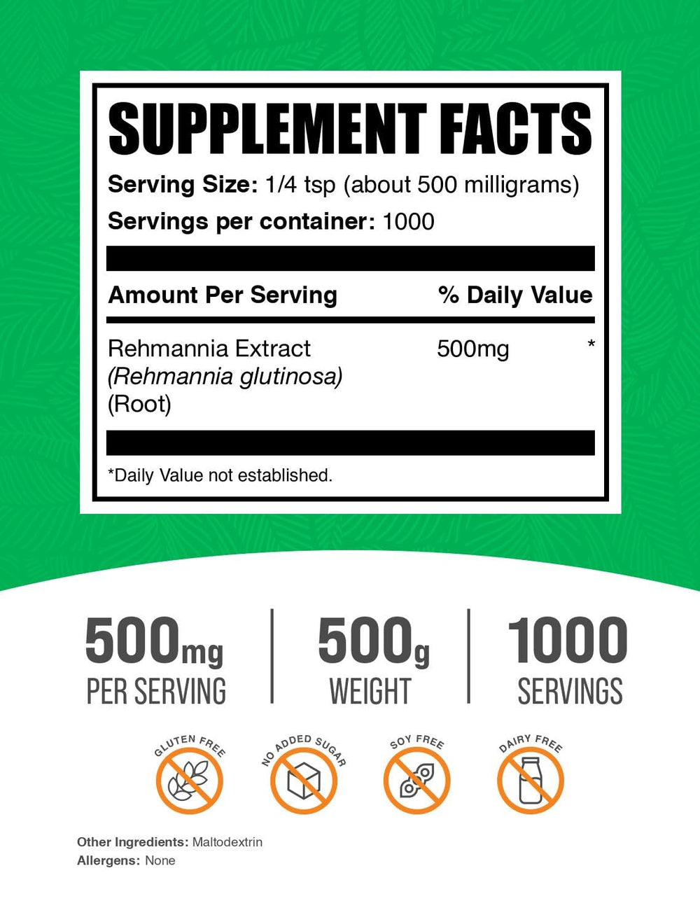 Third-party testing and quality assurance for BulkSupplements Rehmannia powder