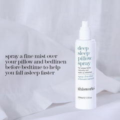 THISWORKS Deep Sleep Pillow Spray lavender-essence release for relaxing bedtime.