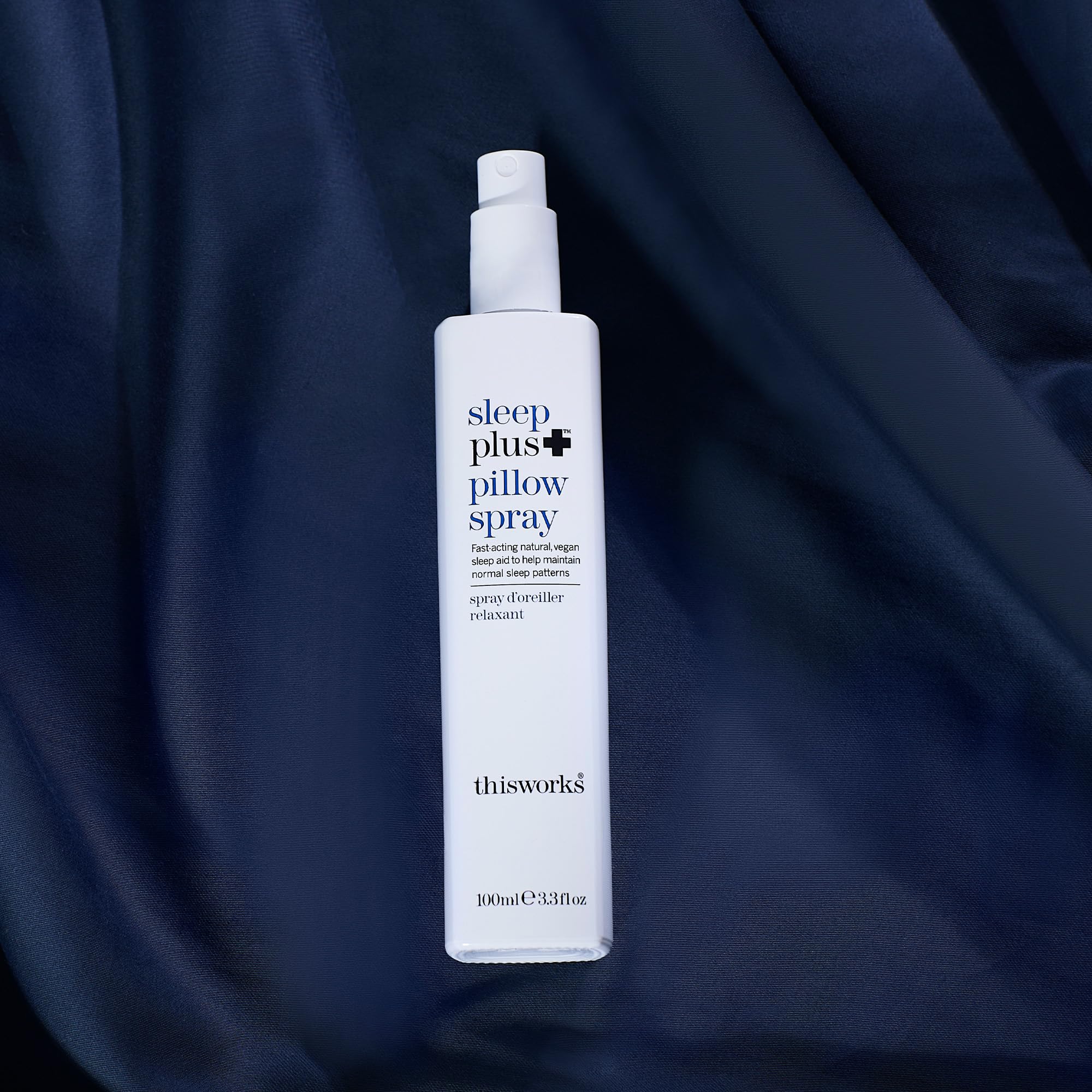 Side angle of the Sleep Plus Pillow Spray bottle