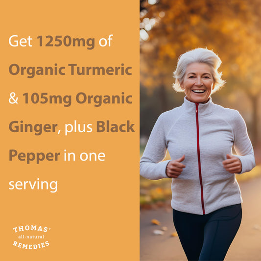 Organic turmeric curcumin and ginger capsules with black pepper