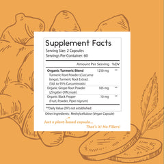 Supplement bottle labeled 95% curcumin with no fillers
