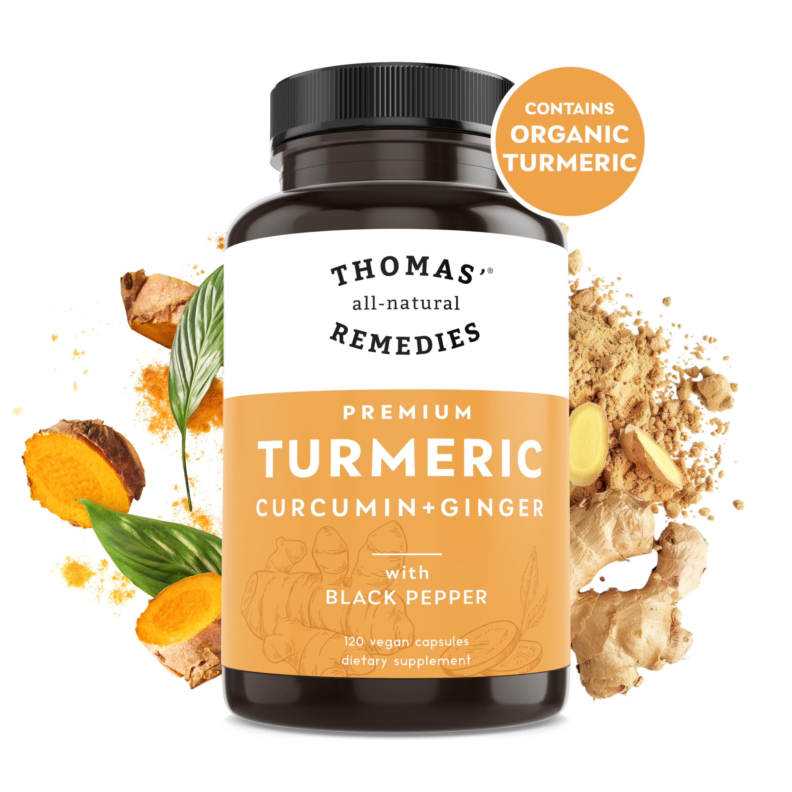 Ginger and turmeric root arrangement for organic supplement