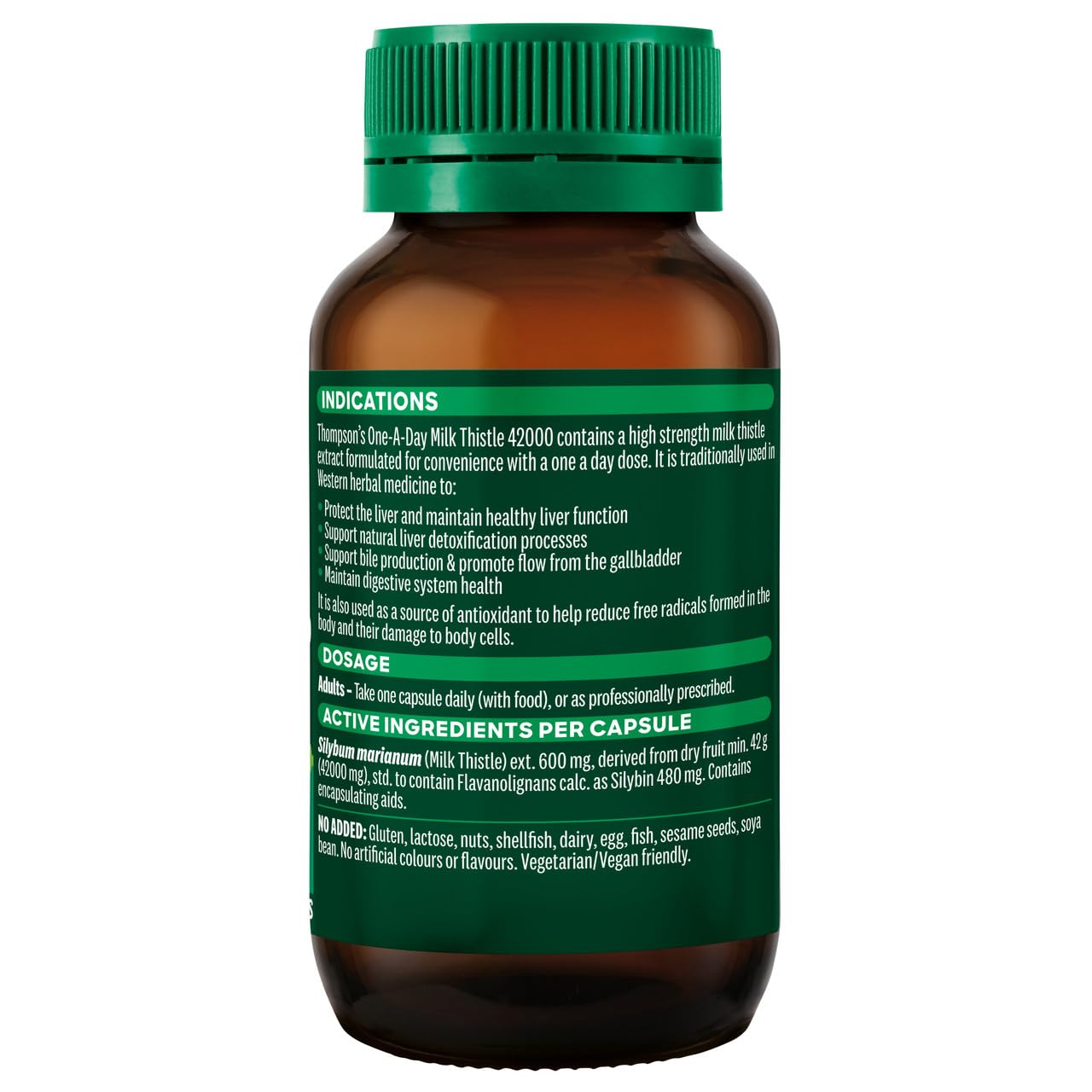 Thompsons Milk Thistle 42,000 mg bottle side view