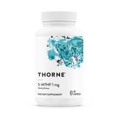 Front view of THORNE 5-MTHF methylfolate 1mg bottle