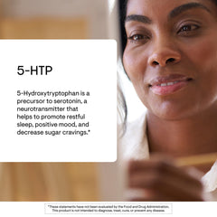 THORNE 5-HTP bottle on desk for a calm evening routine