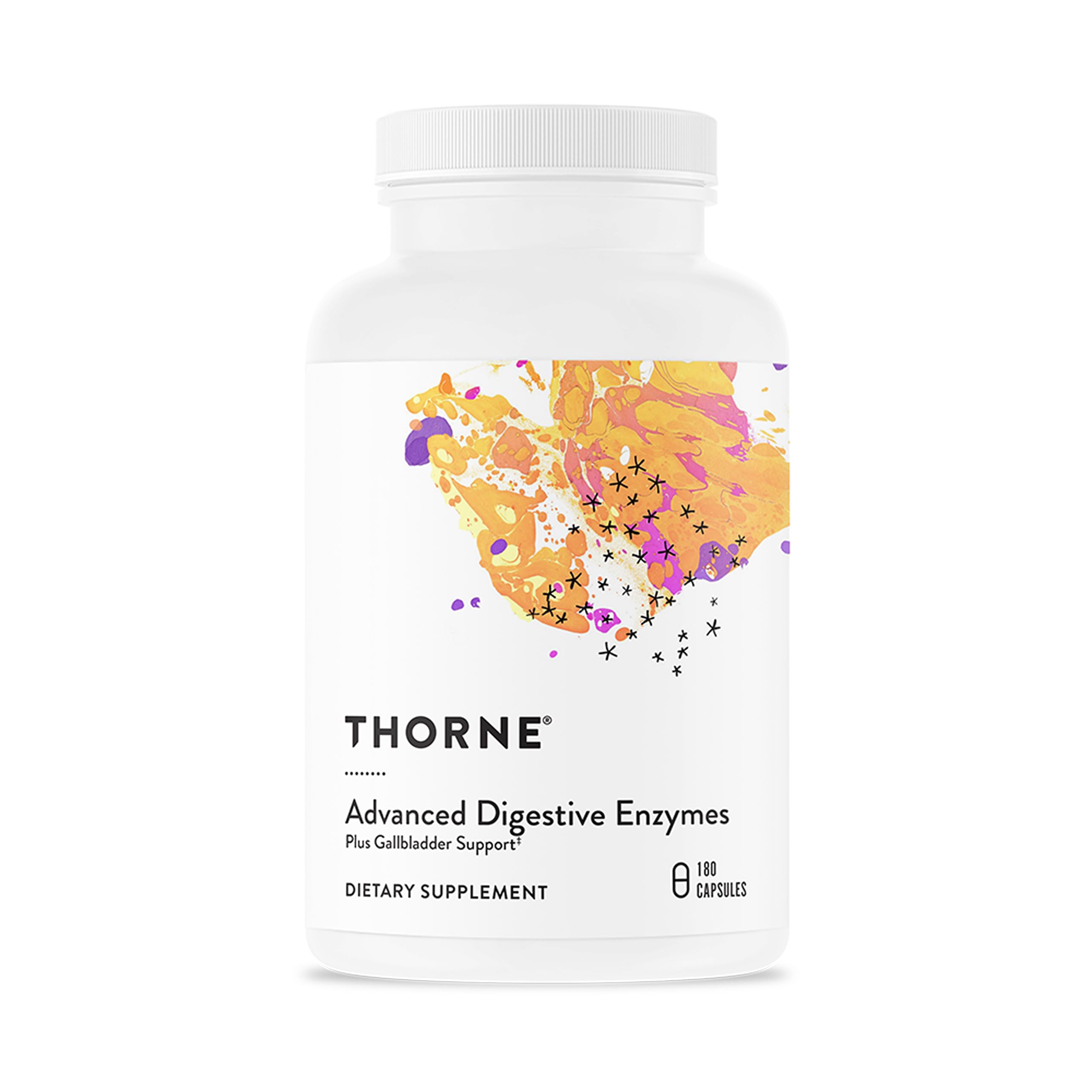 Thorne Advanced Digestive Enzymes bottle for convenient daily digestion support.