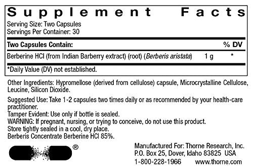 THORNE BERBERINE-500 supplement bottles on white background