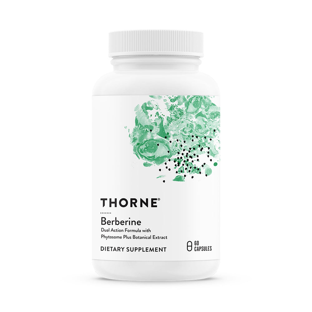 THORNE Berberine dual-action bottle showcases heart and cholesterol support potential