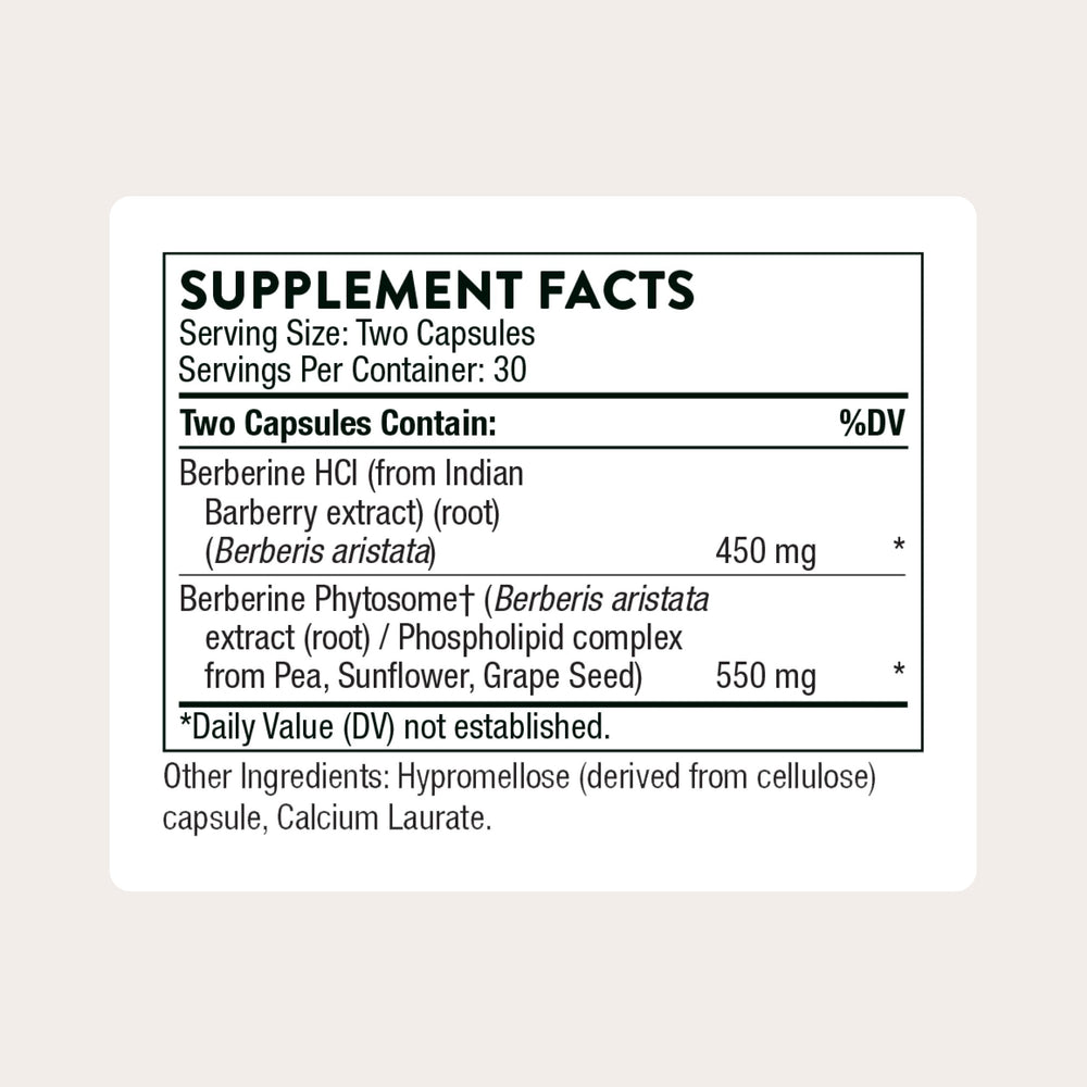 THORNE Berberine capsules with phytosome delivery for enhanced absorption