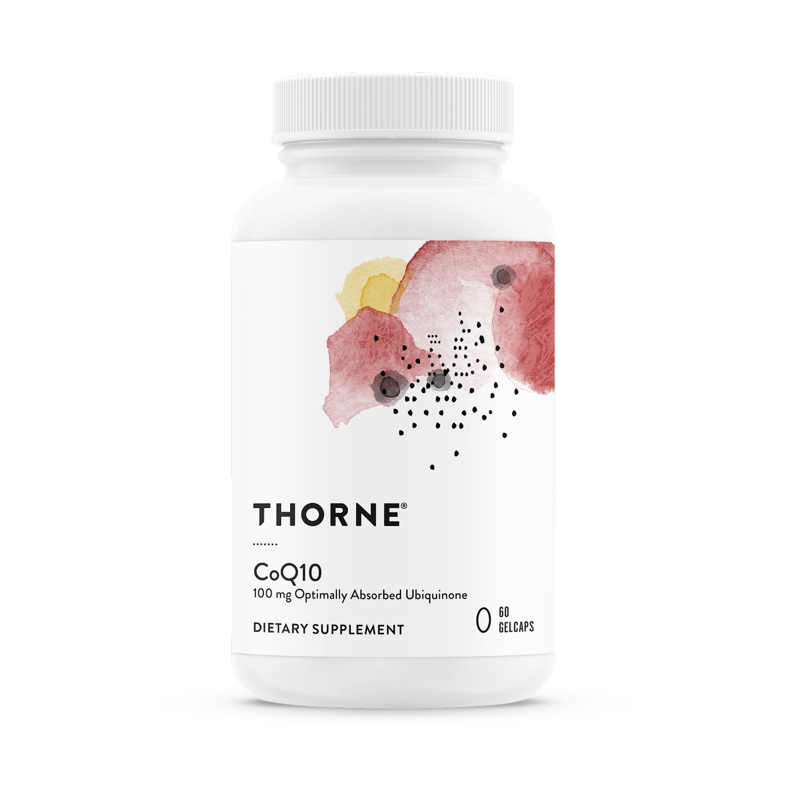 THORNE CoQ10 100mg bottle front showing crystal-free ubiquinone for energy support