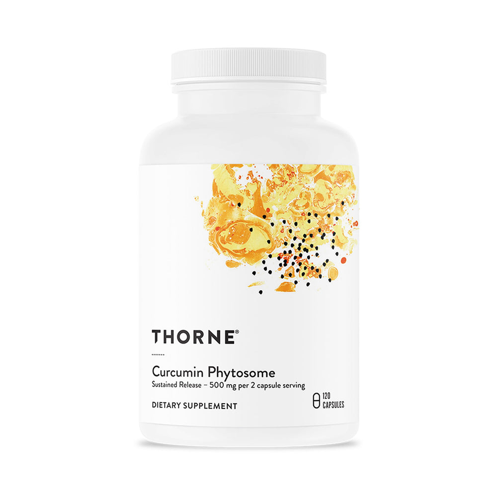 Thorne Curcumin Phytosome Meriva bottle label showing Meriva for healthy inflammatory support