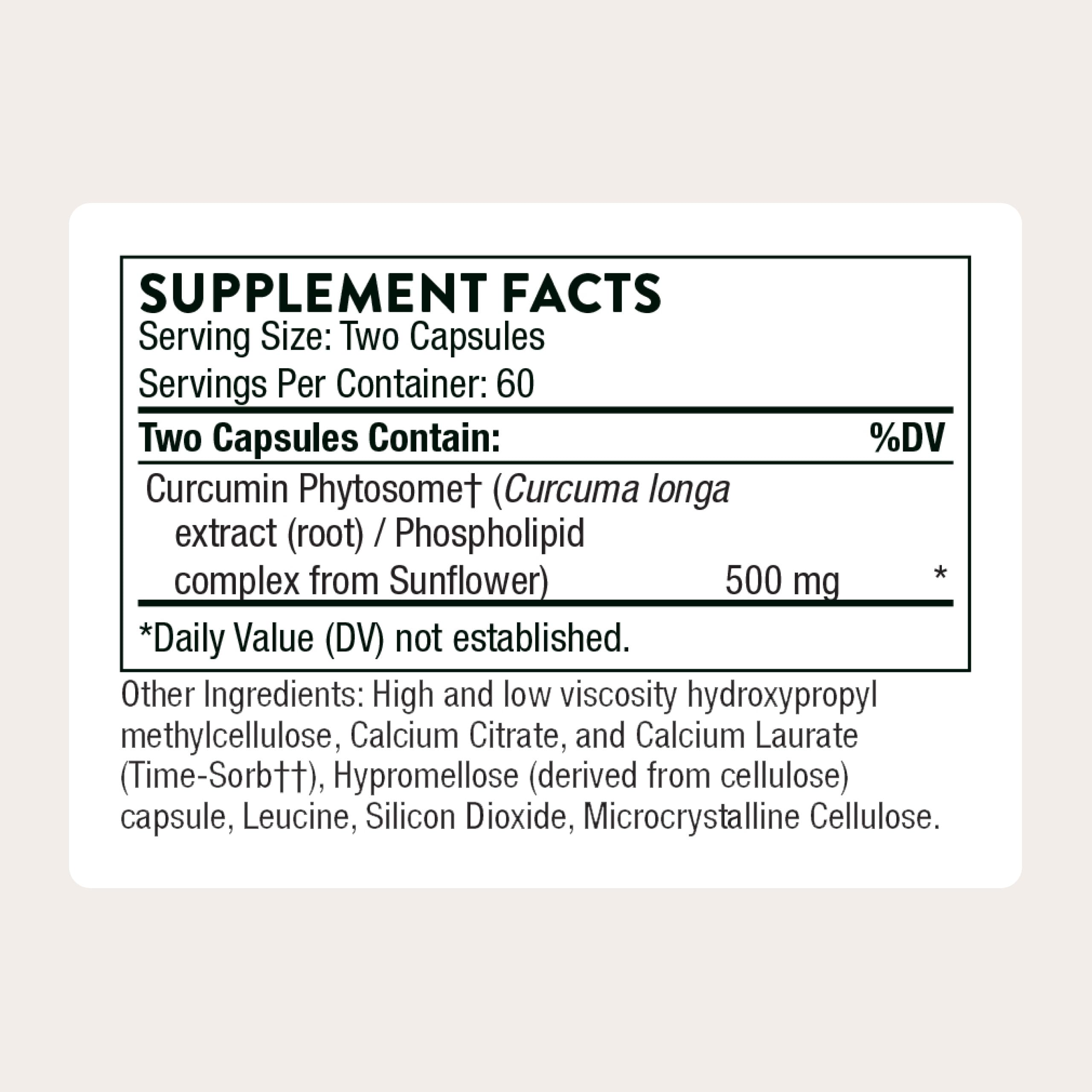 Thorne Curcumin Phytosome Meriva capsules close-up as a convenient daily supplement