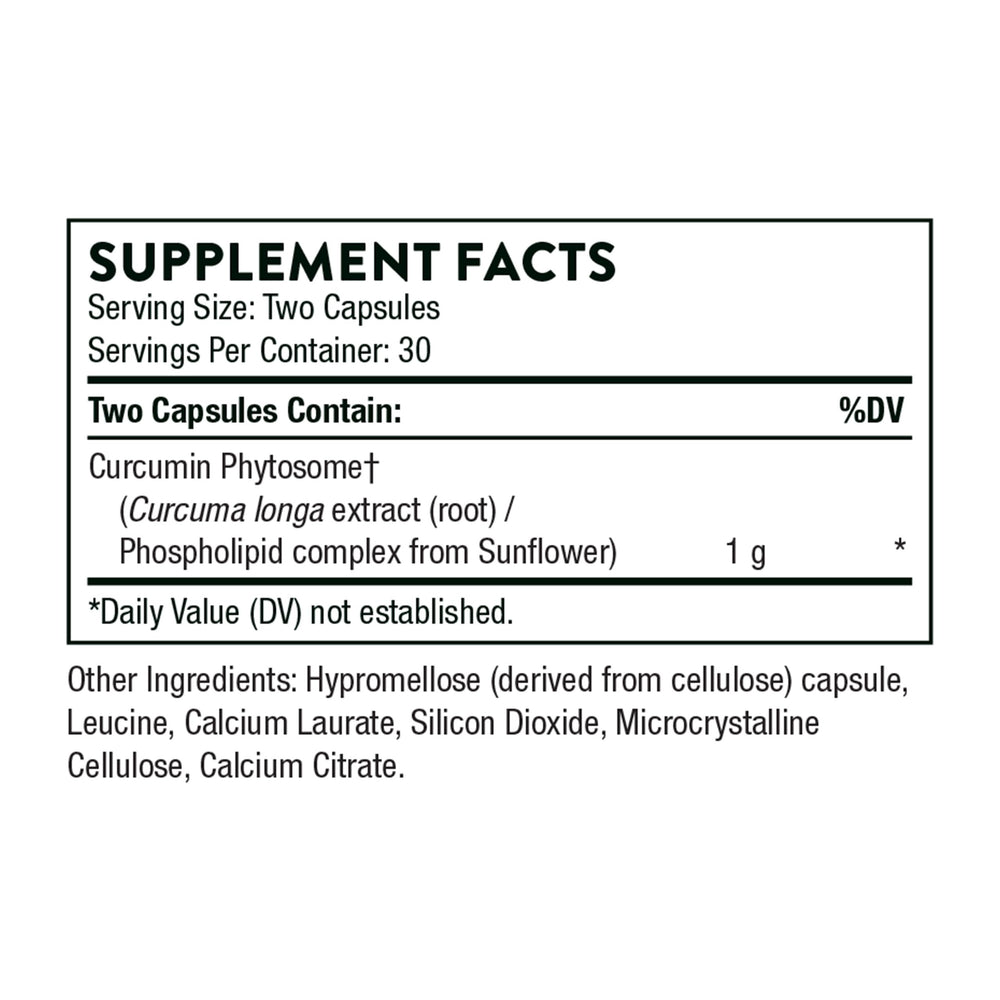 Side view of Thorne Curcumin Phytosome Meriva 1000 mg bottle