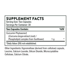Side view of Thorne Curcumin Phytosome Meriva 1000 mg bottle