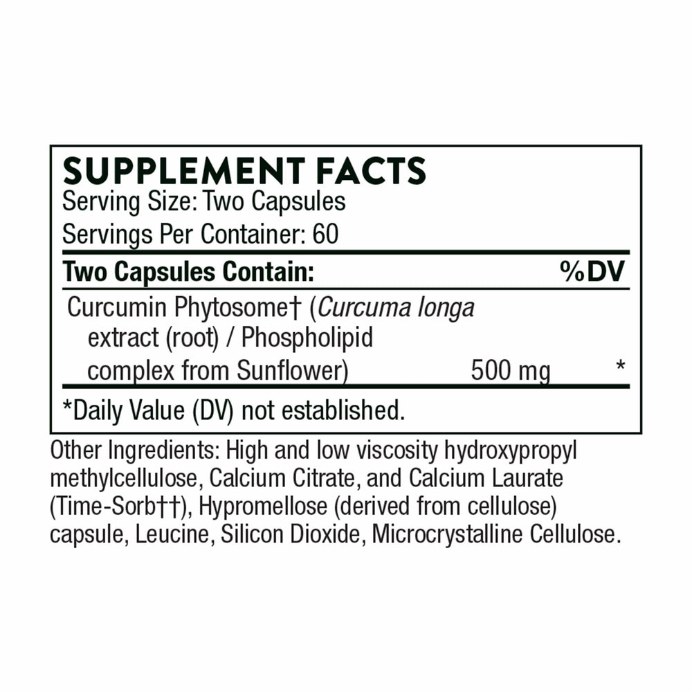 Bottle and product label of Curcumin Phytosome Meriva 500 mg