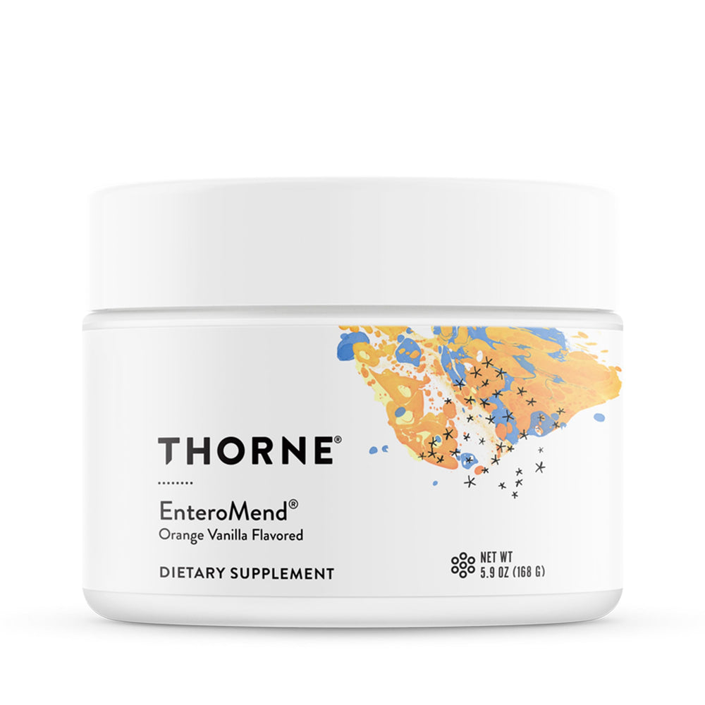 Thorne EnteroMend bottle and packaging on white background