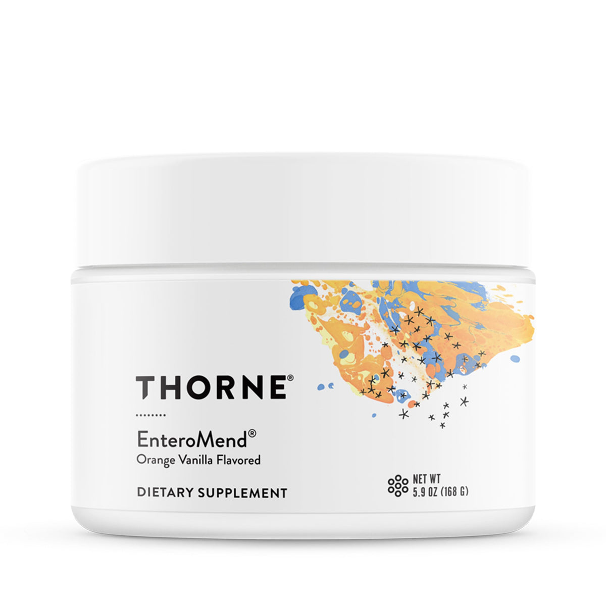 Thorne EnteroMend bottle and packaging on white background