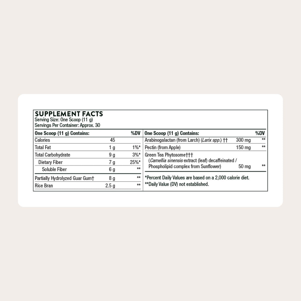 Scoop beside THORNE FiberMend powder for easy daily serving