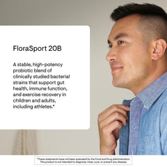 THORNE FloraSport 20B label detail with four probiotic strains.