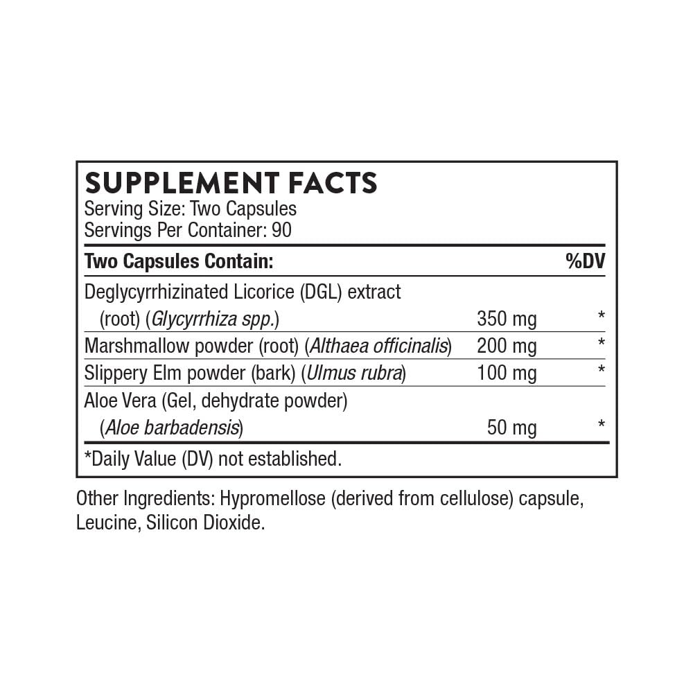 Marshmallow root, slippery elm bark and other botanicals in GI Relief