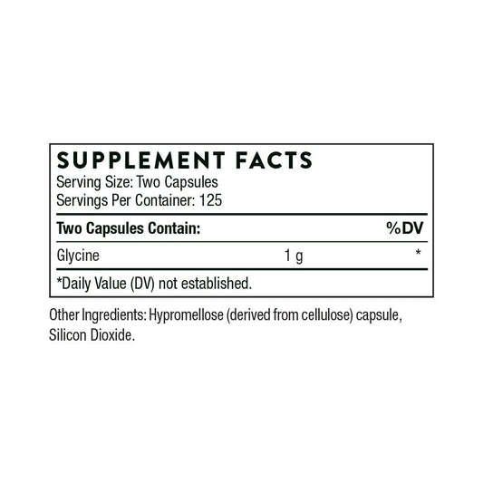 THORNE Glycine 250 Capsules bottle and label