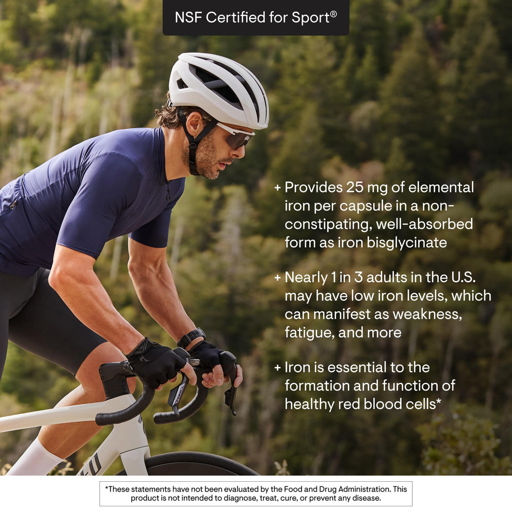 Gluten-free label on THORNE Iron Bisglycinate bottle