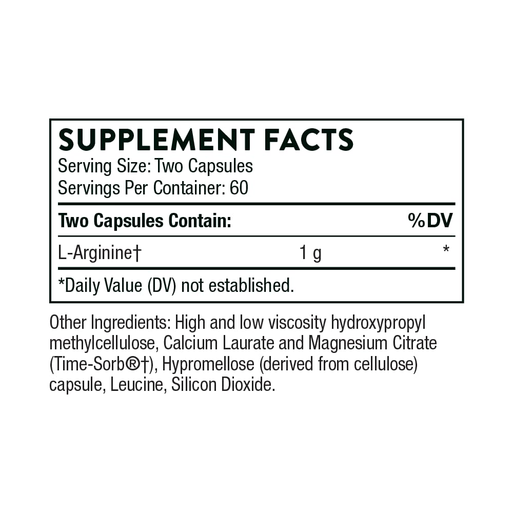 Front view of THORNE L-Arginine Sustained Release bottle with label