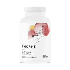 THORNE L-Arginine Sustained Release bottle, illustrating daily arginine support.