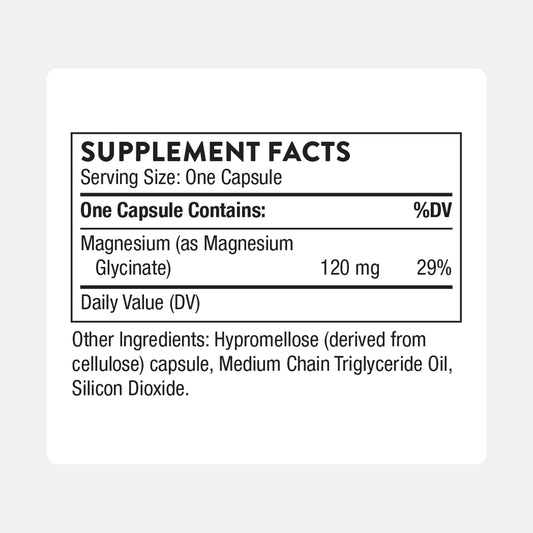 Close-up of chelated magnesium glycinate capsules