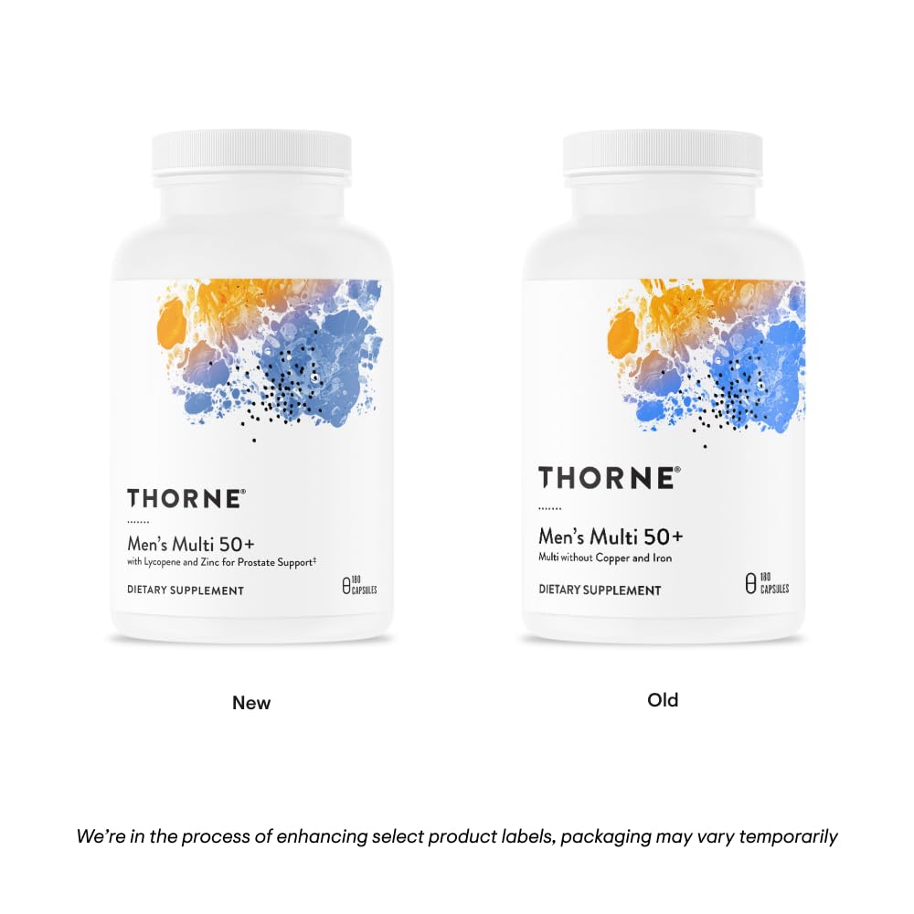 Front label of THORNE Men’s 50+ Multivitamin bottle