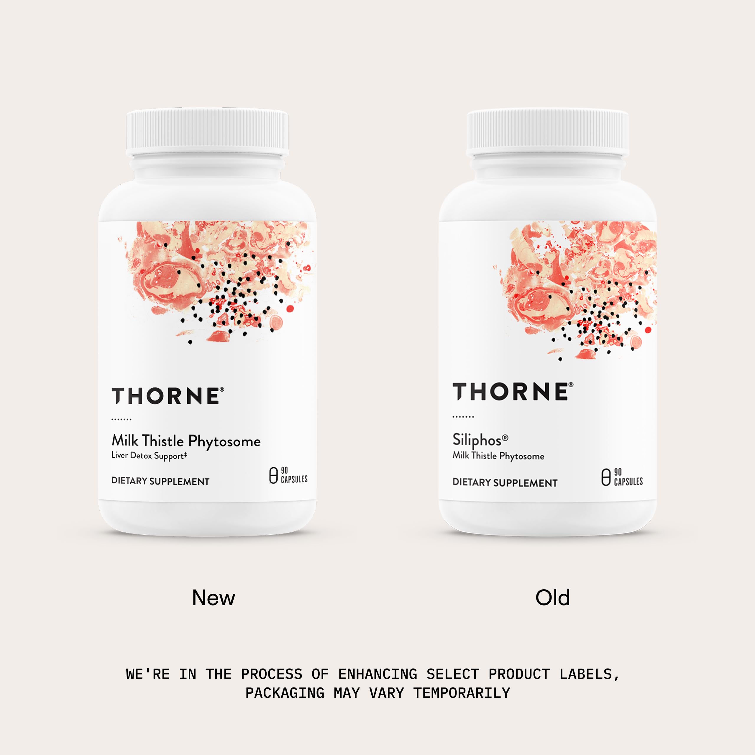 THORNE Milk Thistle Phytosome label details dual liver-support ingredients.