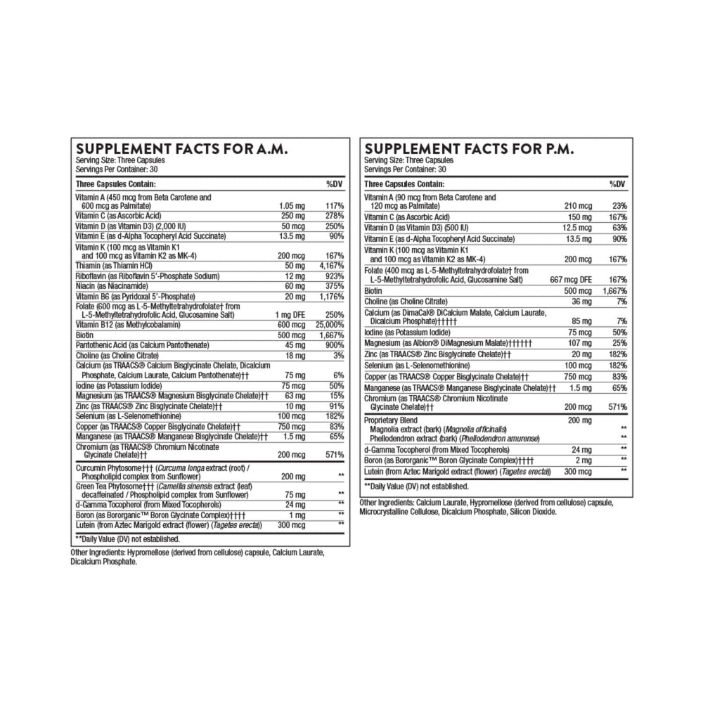 Close-up of AM formula ingredients on the label