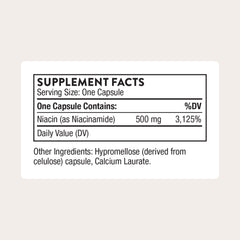 Close-up of Niacinamide 500mg non-flushing capsules